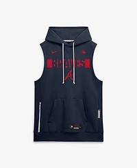 Nike Men's Navy Atlanta Braves Authentic Collection Standard Issue Dri-fit Sleeveless Hoodie