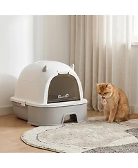PawHut Stainless Steel Cat Litter Box