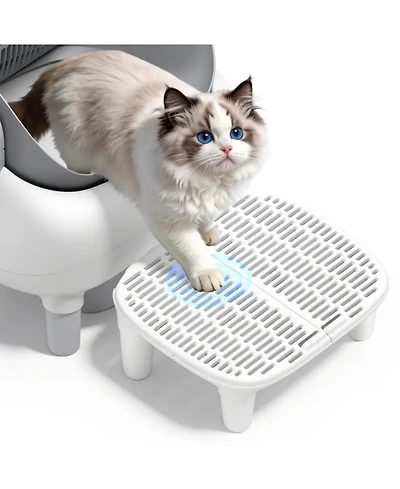 Cumrige Cat Litter Box Step Ramp, Anti-Tracking Litter Catcher Pedal Stool, Detachable Entry Step for Automatic Litter Boxes