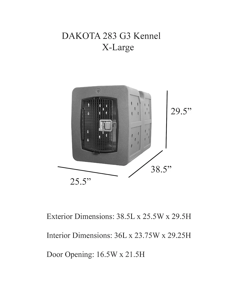 Dakota283 G3 High-Security Polyethylene Framed Door Kennel, XLarge, Dark Granite