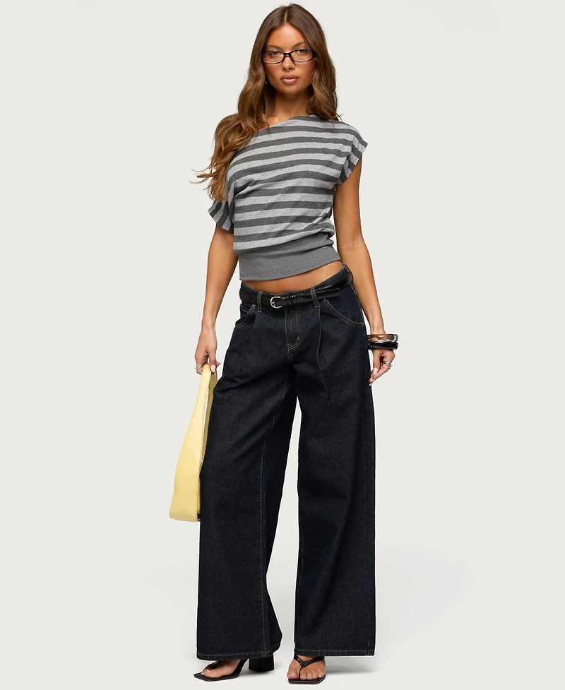 Edikted Women's Kittie Striped Off Shoulder Top