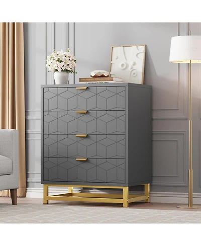 gaomon Dresser, 4 Drawer Dresser for Bedroom, Modern Dressers with Metal Handles for Living Room, Hallway