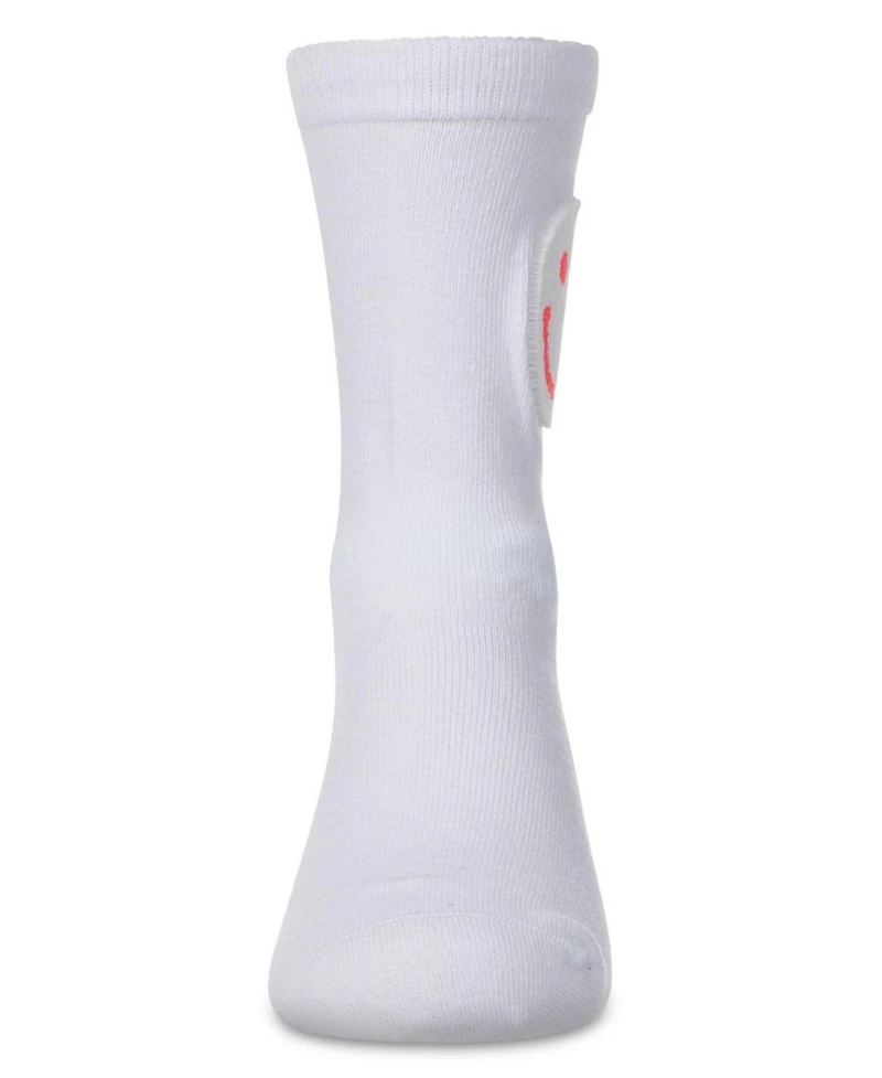 MeMoi Girls' Fuzzy Smiley Face Crew Socks
