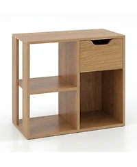Slickblue Wooden 3-Cube Storage Bookcase with Drawer and 2-Tier Design