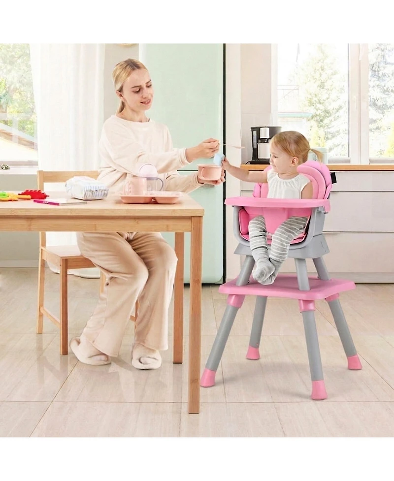 Gouun Toddler 6 in 1 Convertible High Chair with Adjustable Removable Tray and Booster