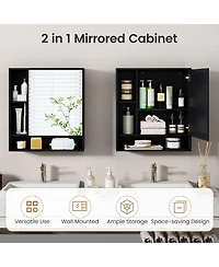 Volenca Wall-Mounted Bathroom Mirror Cabinet with Lower and Side Shelves, 21-in W