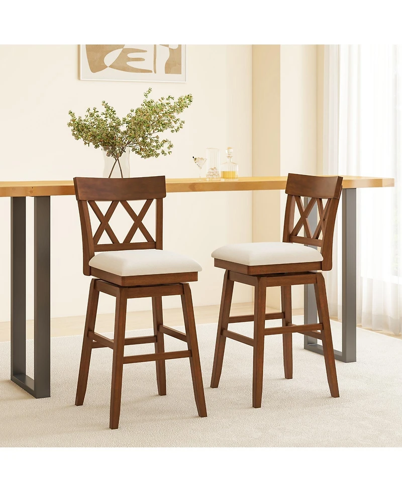 Slickblue 30 Inch Bar Stool with Swivel Padded Seat and Ergonomic Contoured Back