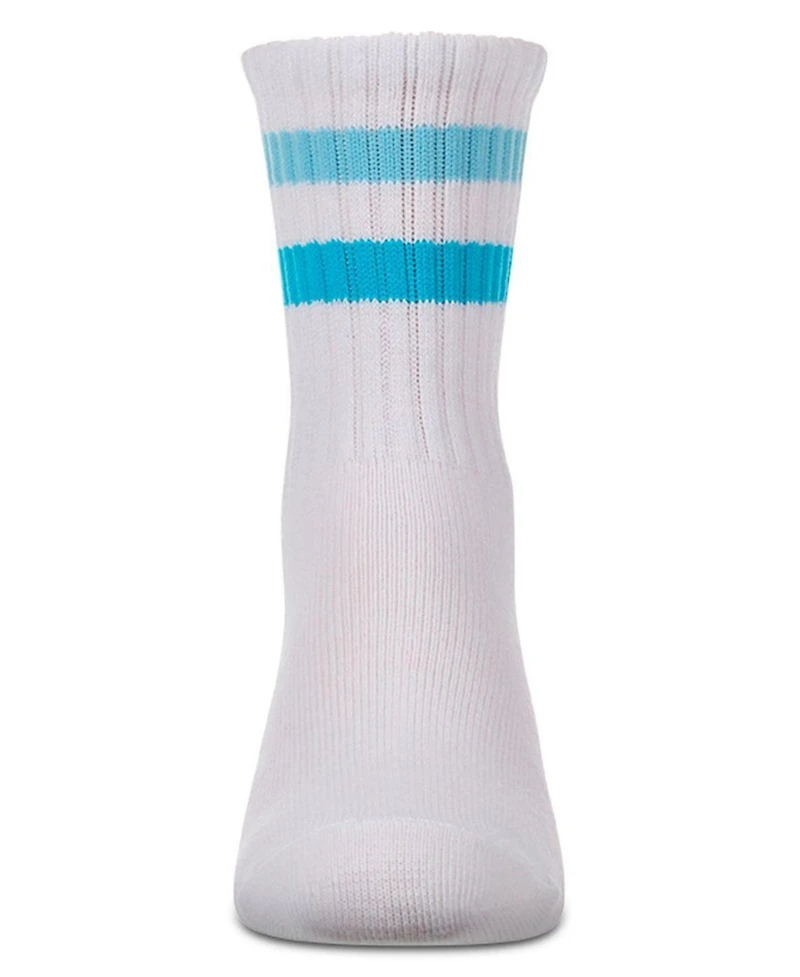MeMoi Kids Ribbed Double-Stripe Cotton-Blend Varsity Crew Socks