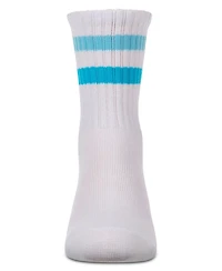 MeMoi Kids Ribbed Double-Stripe Cotton-Blend Varsity Crew Socks
