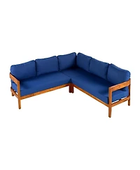 Asagikoiai Outdoor Patio Sectional Sofa, Solid Wood L-Shaped Conversation Set with Cushions-Asagikoiai