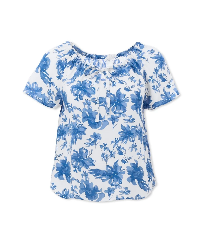 Ellos Plus Keyhole Peasant Blouse