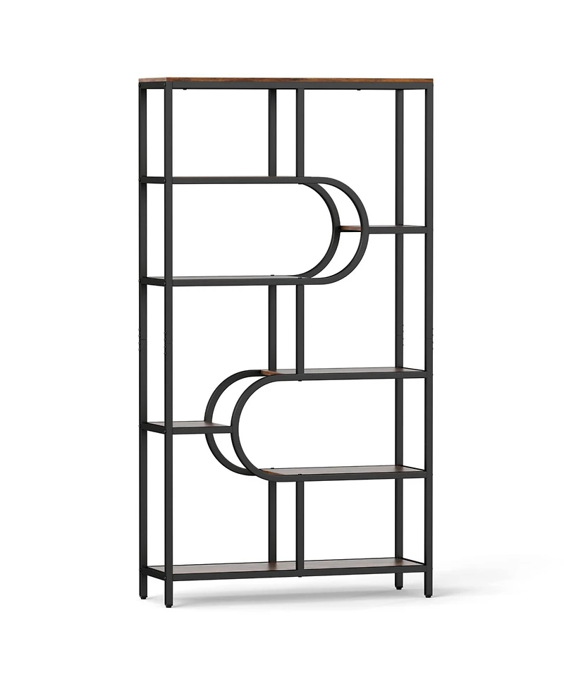 Slickblue Tall 5-Tier Bookcase with U-Shaped Open Shelves