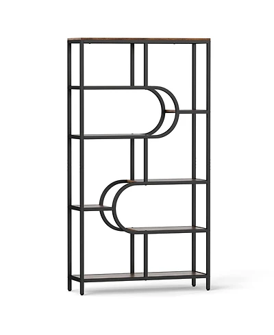 Slickblue Tall 5-Tier Bookcase with U-Shaped Open Shelves