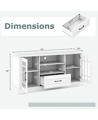 Gouun Farmhouse Tv Stand with Glass Doors and Drawer for TVs up to 70 in