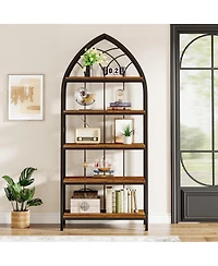 Slickblue Industrial 5-Tier Wooden Bookcase for Home or Office