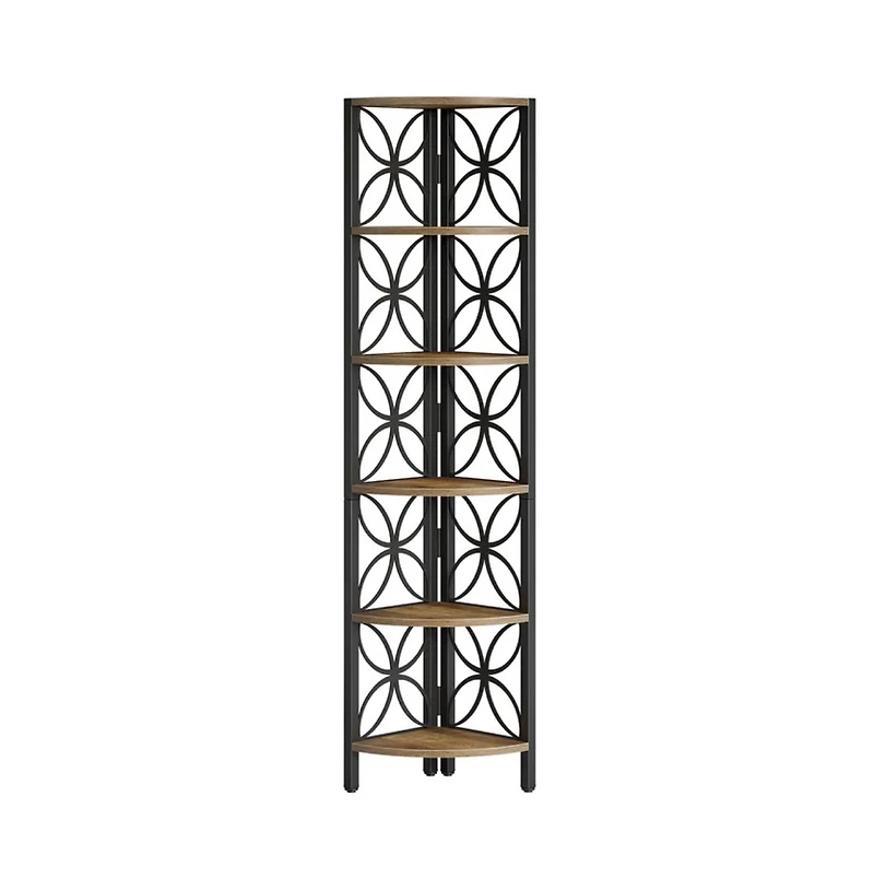 Slickblue Corner Bookshelf with 6-Tier Open Storage Rack
