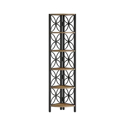 Slickblue Corner Bookshelf with 6-Tier Open Storage Rack