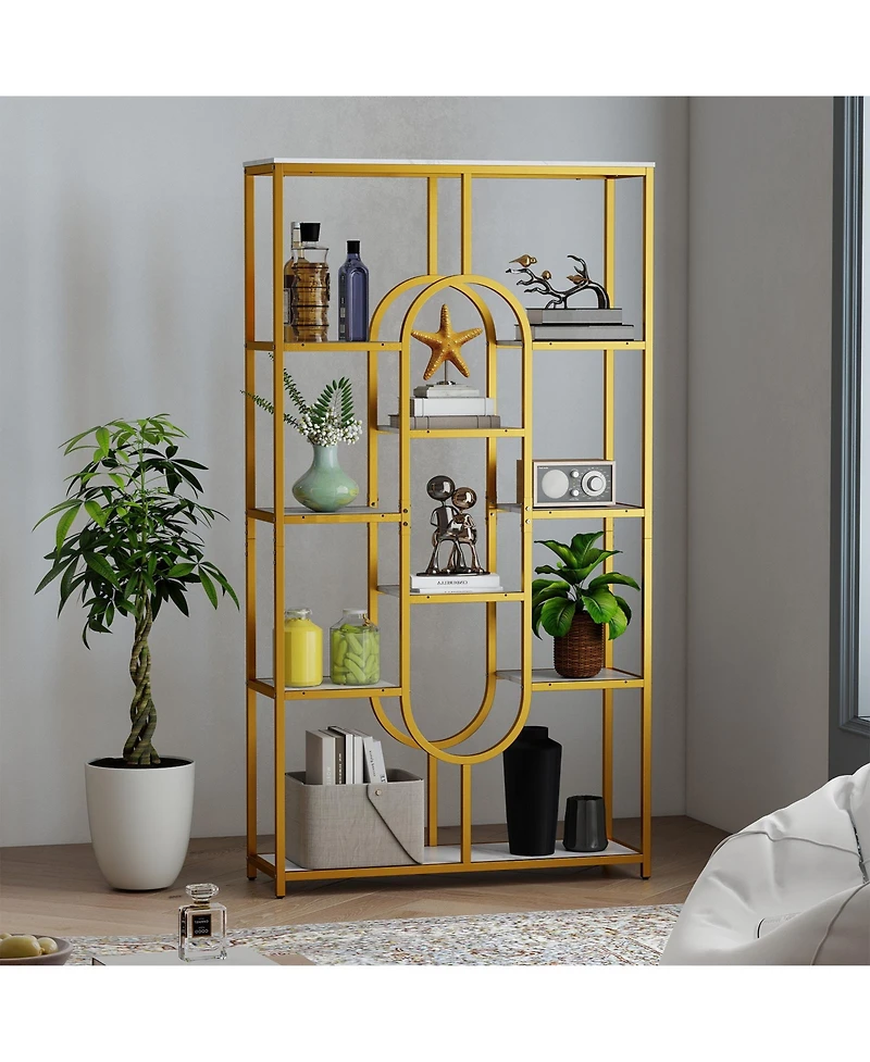 Slickblue Modern 5-Tier Tall Bookshelf with Open Storage
