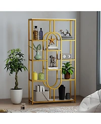Slickblue Modern 5-Tier Tall Bookshelf with Open Storage