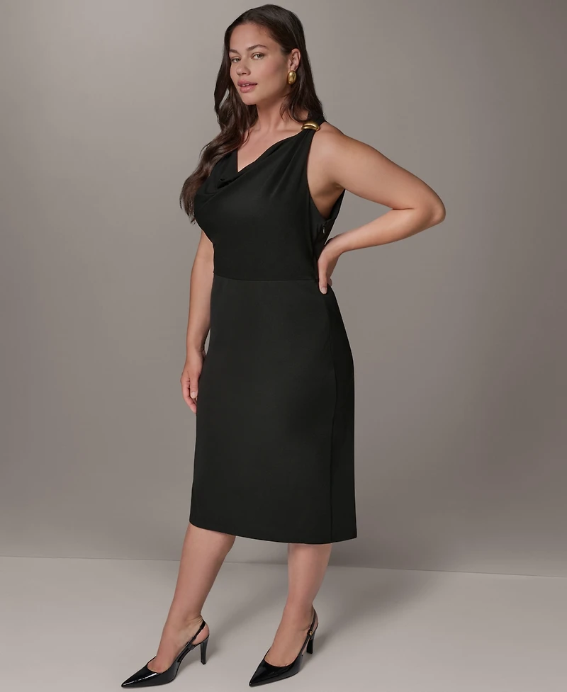 Donna Karan New York Plus Shoulder Hardware Sleeveless Midi Dress