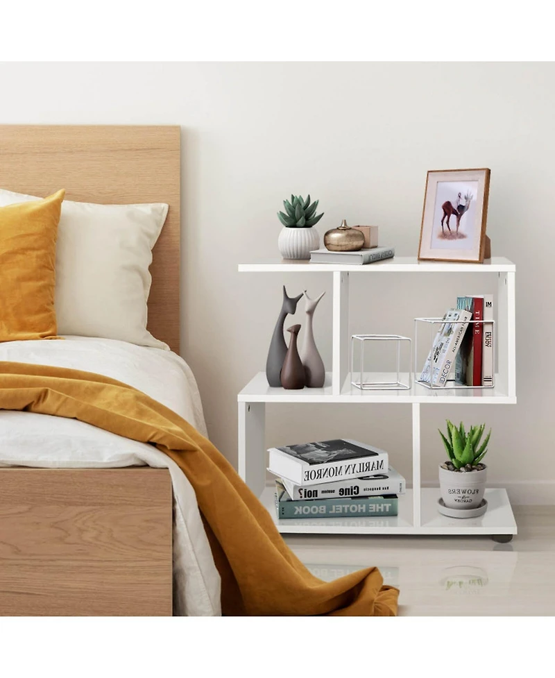 Gouun 24-Inch 3-Tier Geometric Bookshelf with Open Display Cubes