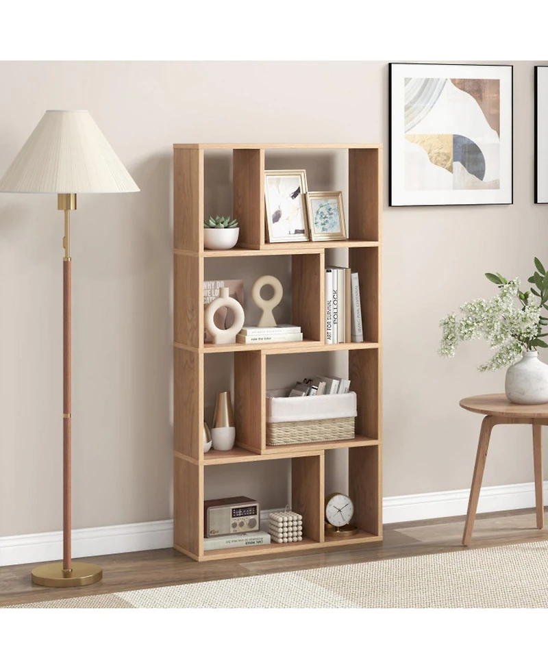 Gouun 48-Inch 4-Tier Geometric Bookshelf with 8 Open Cubes