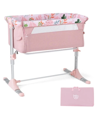 Gouun Baby Folding Bedside Bassinet Sleeper with 4 Adjustable Heights