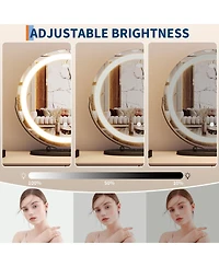 homfan Modern Led Vanity Mirror – 3-Color Dimmable Lighting, Smart Touch Control, Aluminum Alloy Frame, Tabletop