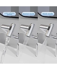 Midola Chrome Bathroom Sink Faucet with Spray Function and Temperature Display for Anti-Skid Switch and Hot and Cold and 360degree(s) Rotary