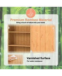 Volenca Bamboo Small Medicine Cabinet with Mirror Door and Removable Shelves, 14-in W