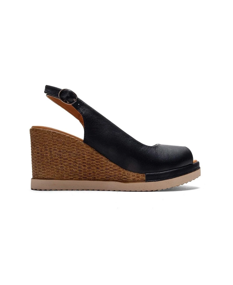 Forever & Always Shoes Helina Leather Wedge Sandal