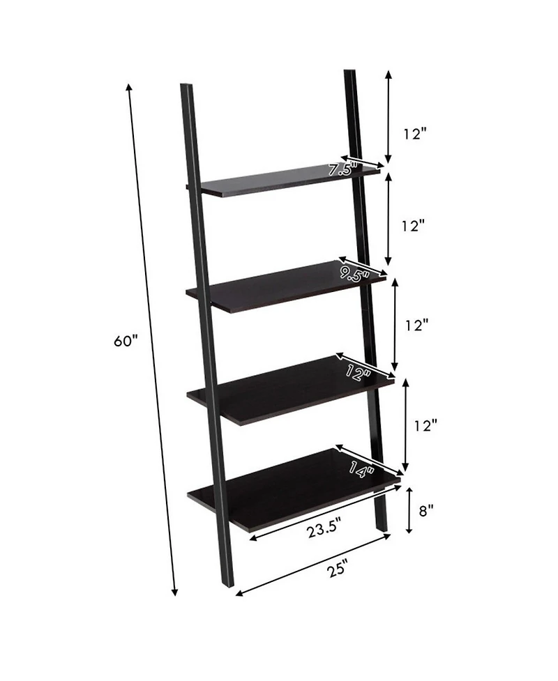 Gouun 4-Tier Industrial Leaning Wall Bookcase