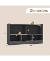 Gouun Kids 2-Shelf Bookcase 5-Cube Wood Toy Storage Cabinet Organizer