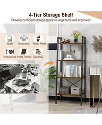 Gouun 4-Tier Industrial Bookshelf Metal Frame Storage Shelf Adjustable Feet