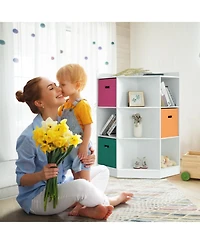 Gouun 3-Tier Kids Corner Storage Shelf Cabinet 3 Baskets Display