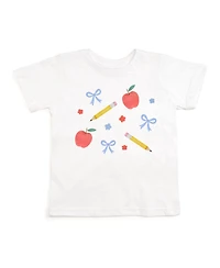 Sweet Wink Little Girls Ditsy Floral Back To School Short Sleeve T-Shirt