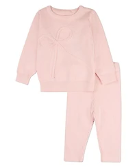 MeMoi Baby Girls 2 Piece 100 percentage Cotton Knit Set with Bow Trim