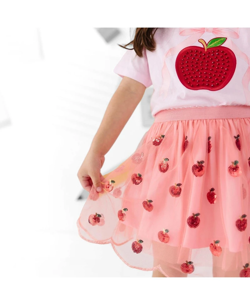 Sweet Wink Toddler Girls Apple Rhinestone Patch Short Sleeve T-Shirt