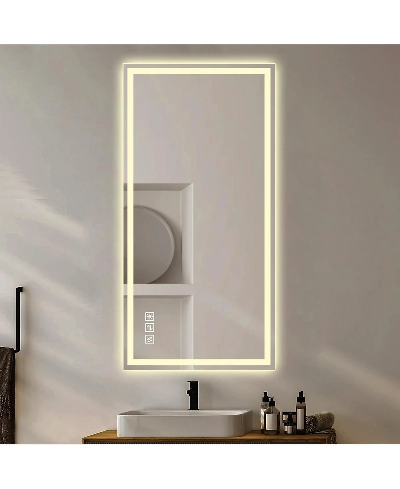 Laoties 48" x 24" Led Bathroom Vanity Mirror, Anti-Fog Lighted Wall Mirror with Dimmable Lighting