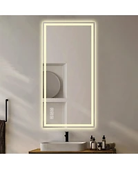 Laoties 48" x 24" Led Bathroom Vanity Mirror, Anti-Fog Lighted Wall Mirror with Dimmable Lighting