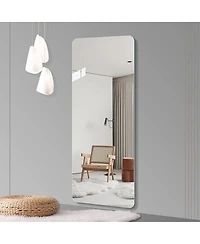 Laoties x Full Length Wall Mirror, Frameless Rounded Corner Mirror for Bedroom