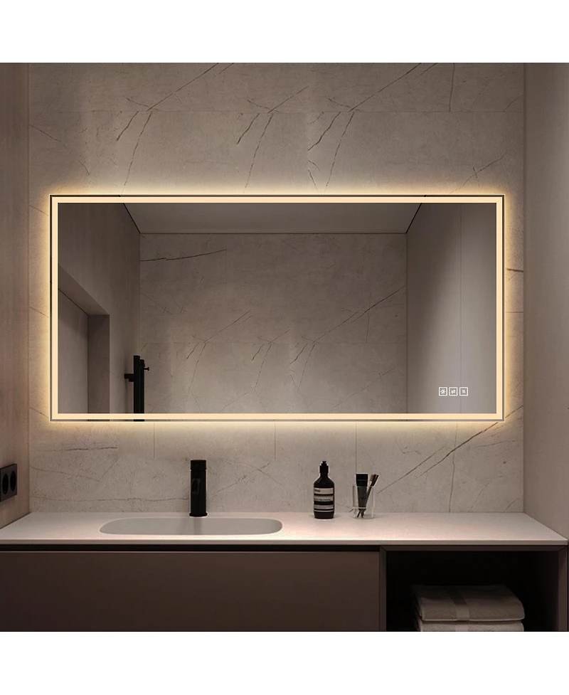Laoties 48" x 24" Led Bathroom Vanity Mirror, Anti-Fog Lighted Wall Mirror with Dimmable Lighting