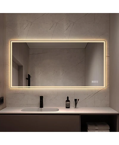 Laoties 48" x 24" Led Bathroom Vanity Mirror, Anti-Fog Lighted Wall Mirror with Dimmable Lighting