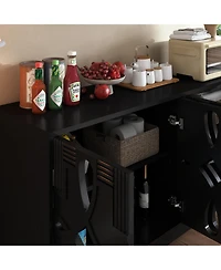 Casainc 60"L Large Storage cabinet with 4 Doors and Rebound Device