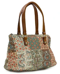 Patricia Nash Rialto Nordic Patchwork Cotton Medium Satchel Handbag