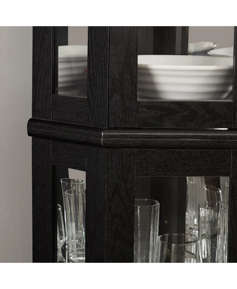 sumyeg Corner Glass Curio Cabinet Led Lit Display with Adjustable Tempered Shelves