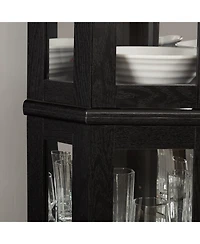 sumyeg Corner Glass Curio Cabinet Led Lit Display with Adjustable Tempered Shelves