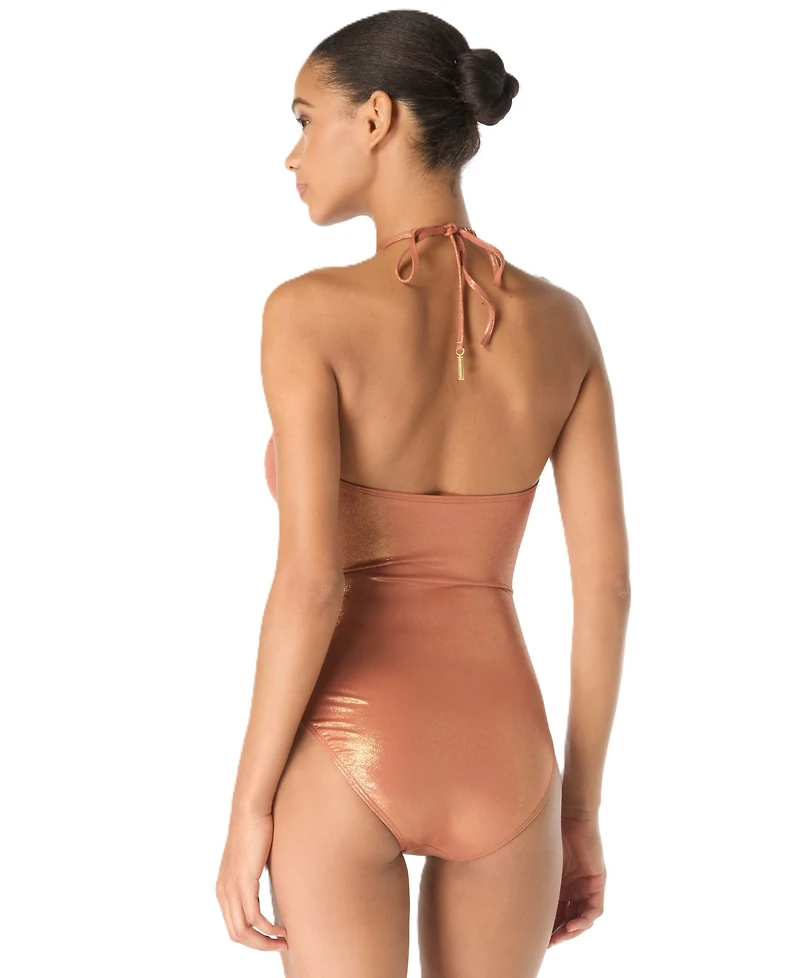 Vince Camuto Women's V-Neck Plunge One-Piece Swimsuit