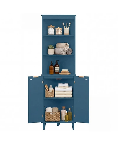 Volenca 68-in Tall Bathroom Floor Storage Cabinet with Fluted Doors, 55-lb per Shelf