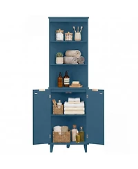 Volenca 68-in Tall Bathroom Floor Storage Cabinet with Fluted Doors, 55-lb per Shelf